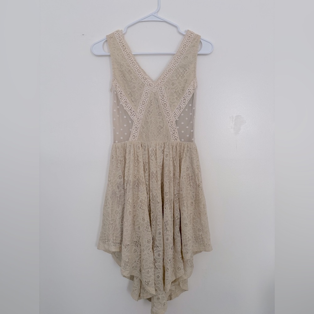 As U Wish cream lace sleeveless dress size small